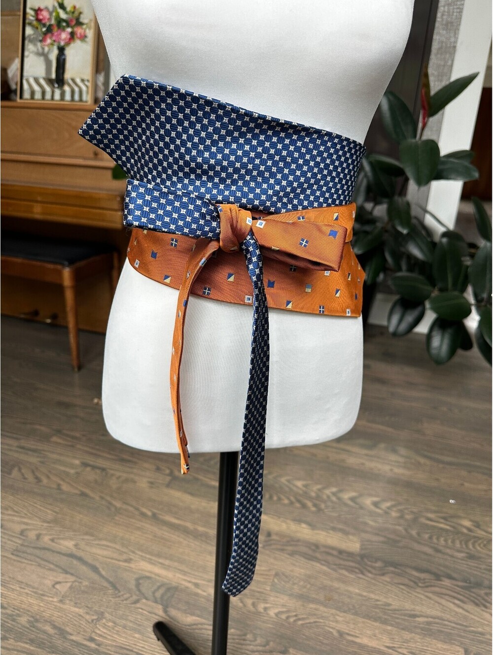 Upcycled Nautical Themed Obi Belt | Handmade Men’s Tie Waist Belt |One of a Kind